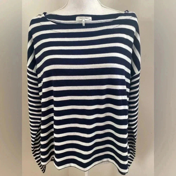 Rag & Bone Striped Long Sleeve Top Size Medium - Picture 1 of 10